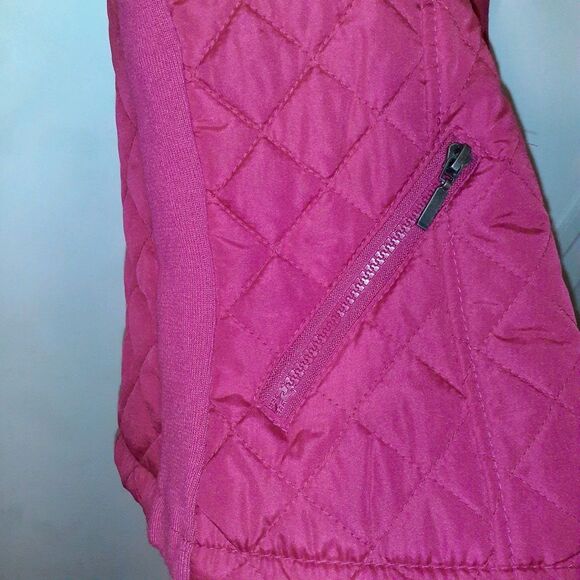 Laura Scott Puffer Vest Women's S Cherry Red Quilted Full Zip Pockets Fitted New - Picture 3 of 5